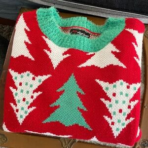 XXL Christmas Trees Sweater NWOT Red White Green